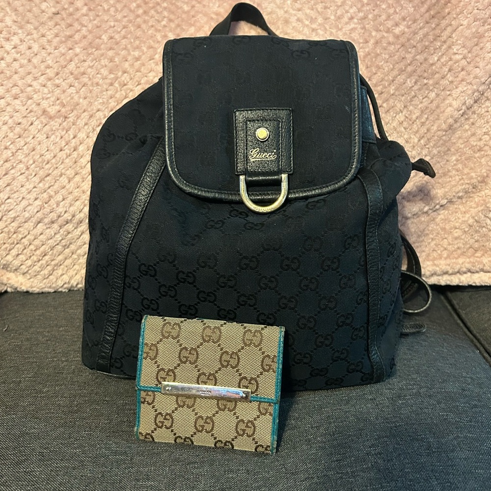 Gucci Black Backpack &Wallet